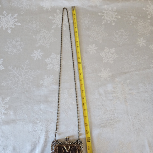 Brown Beaded Evening Bag Clutch Crossbody Detachable Strap Bridal Party Festival - Picture 9 of 10